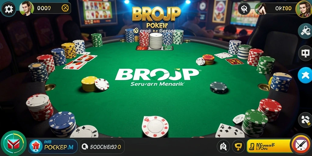 Tampilan antarmuka permainan Poker yang menarik dan interaktif.