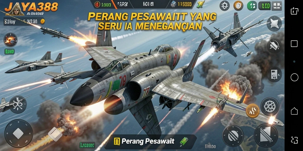 Tampilan antarmuka JAYA388 dengan pesawat tempur dalam aksi.